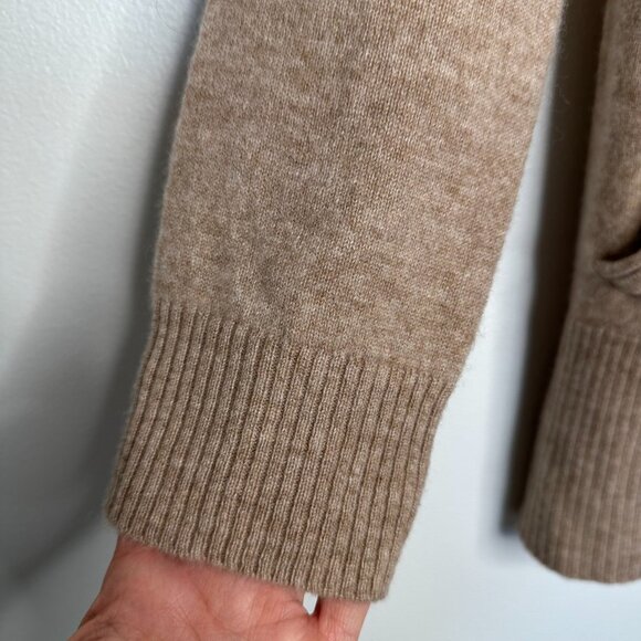 Quince Mongolian Cashmere Cardigan Sweater Size M Oatmeal Tan Open Front - Picture 3 of 9